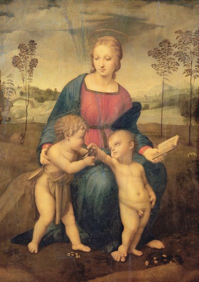 Madonna del Jilguero, c.1506 (pre restauración) de Raffaello Sanzio Raphael